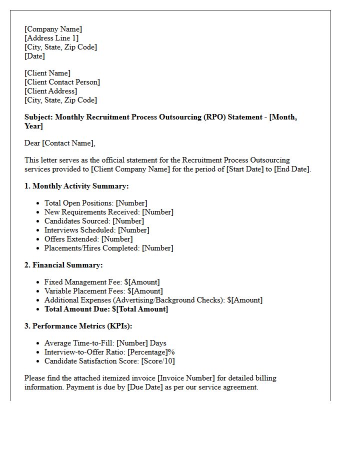 Monthly Recruitment Process Outsourcing Statement Letter