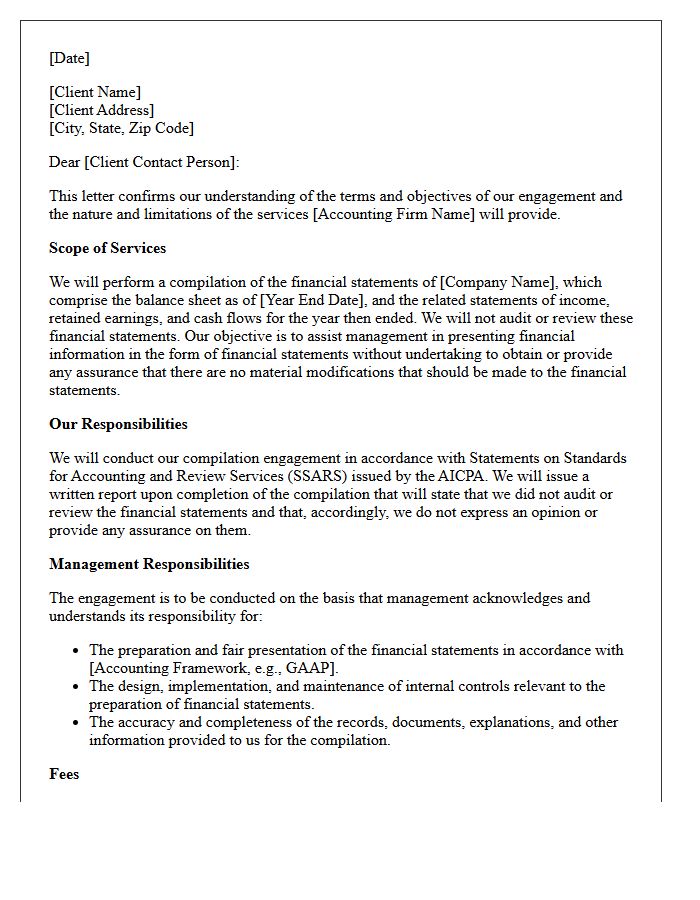 Financial Statement Compilation Engagement Letter