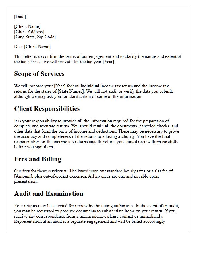 Individual Tax Return Preparation Engagement Letter