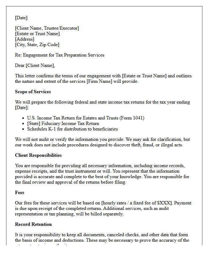 Estate And Trust Tax Preparation Engagement Letter