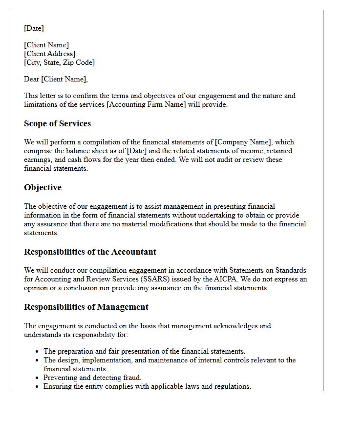 Financial Statement Compilation Engagement Letter