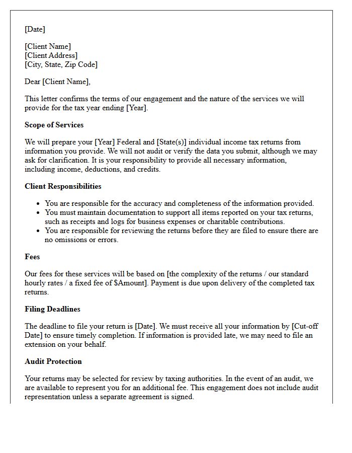 Individual Income Tax Preparation Engagement Letter