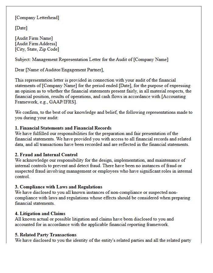 Management Representation Letter