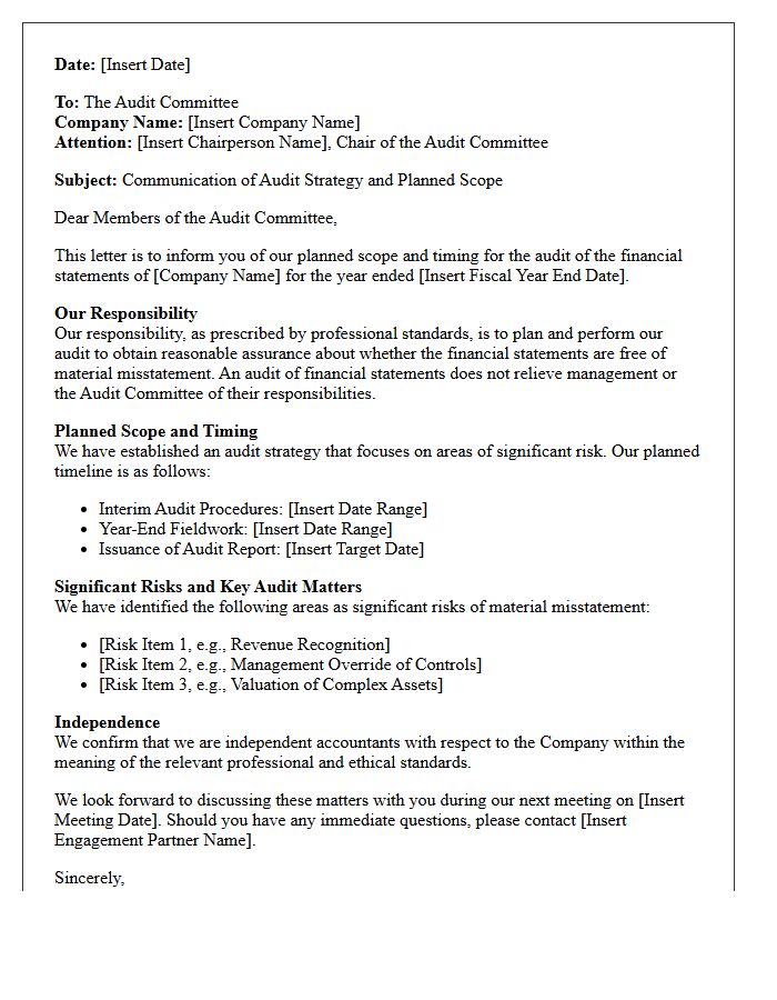 Audit Committee Communication Letter
