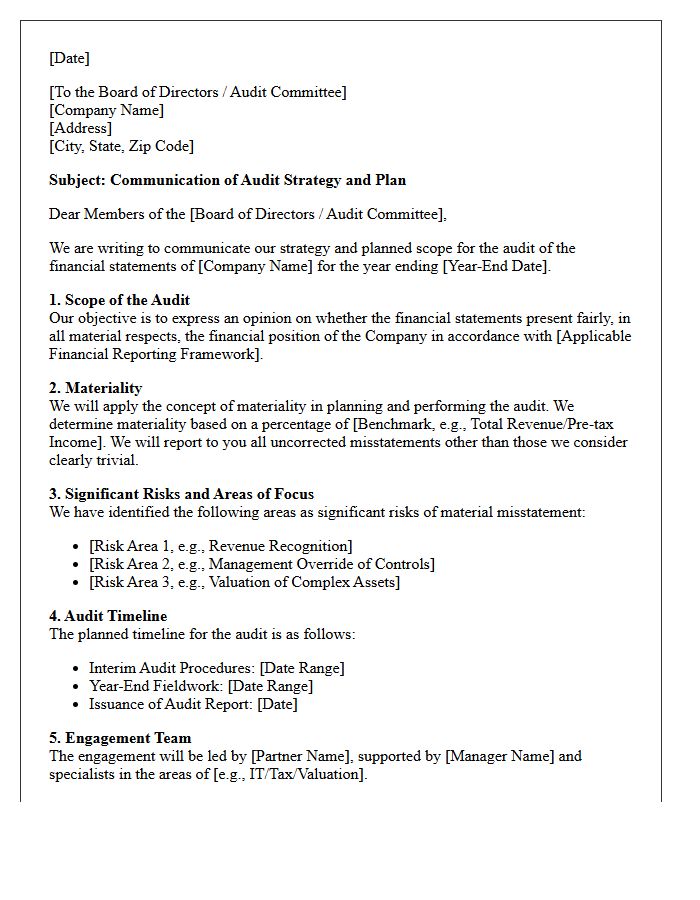 Audit Strategy Communication Letter