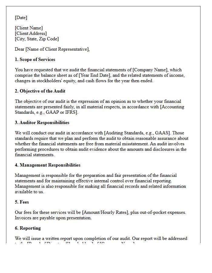 Financial Statement Audit Engagement Letter