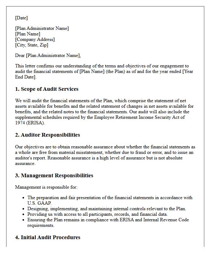 First-Year Employee Benefit Plan Audit Engagement Letter