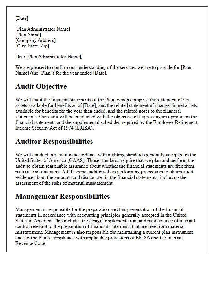 Full Scope Employee Benefit Plan Audit Engagement Letter
