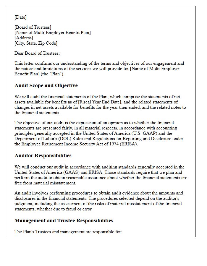 Multi-Employer Employee Benefit Plan Audit Engagement Letter