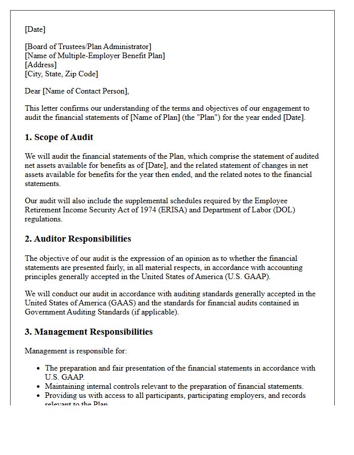 Multiple-Employer Employee Benefit Plan Audit Engagement Letter