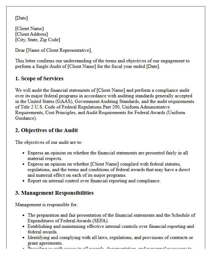 Single Audit Compliance Engagement Letter