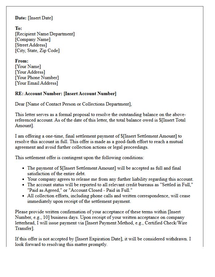 Account Resolution And Final Settlement Demand Letter