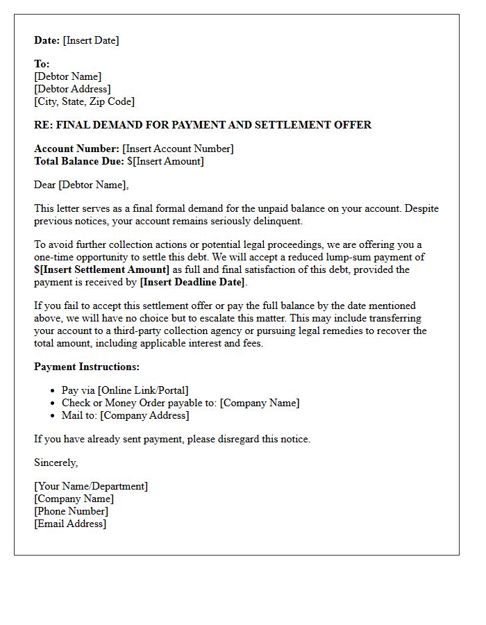 Delinquent Account Final Demand And Settlement Letter