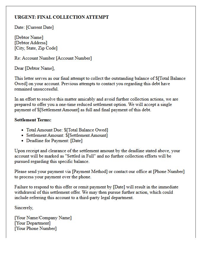 Final Collection Attempt And Reduced Settlement Letter