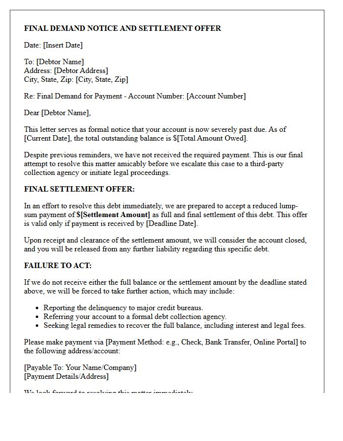 Final Demand Notice With Final Settlement Offer Letter