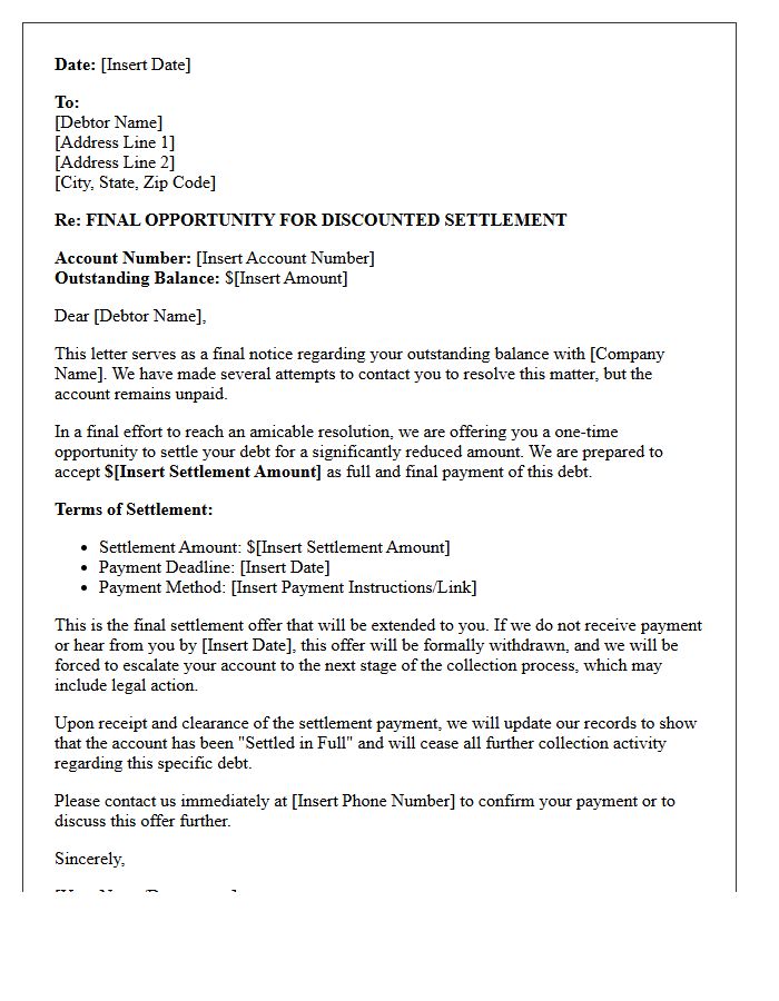 Final Opportunity For Discounted Settlement Letter