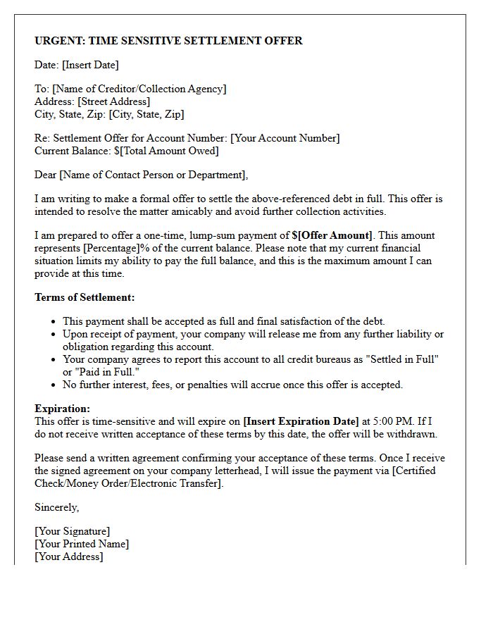 Time Sensitive Final Debt Settlement Offer Letter