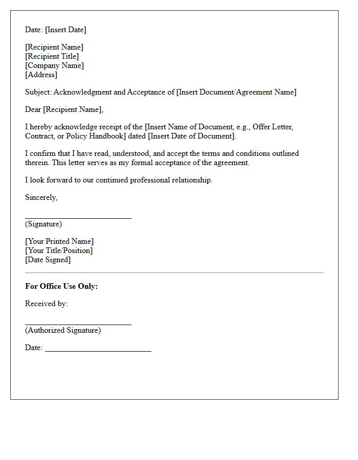 Acknowledgment and Acceptance Letter Signatures