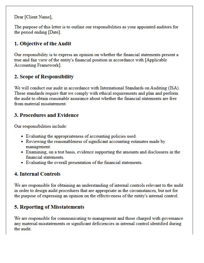 Auditor Responsibilities Outlined in the Letter
