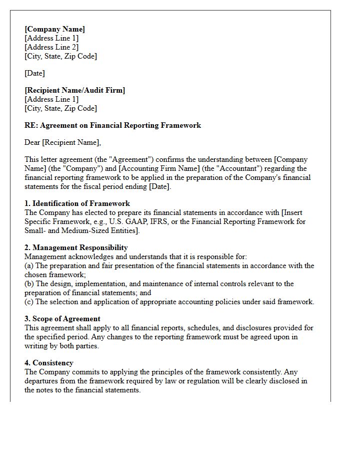 Financial Reporting Framework Letter Agreement