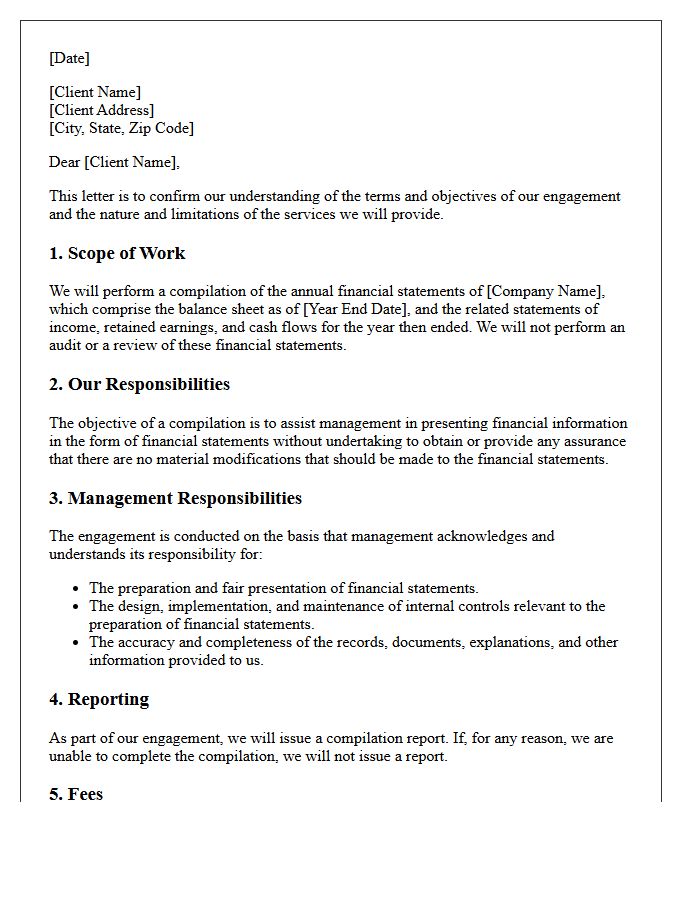 Annual Financial Statement Compilation Engagement Letter