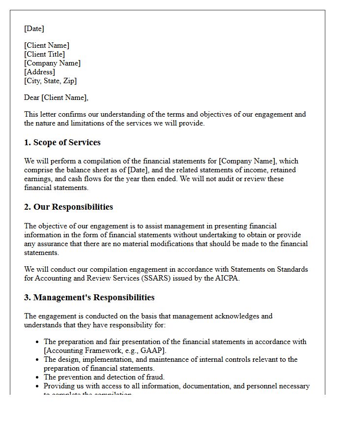 Corporate Financial Statement Compilation Engagement Letter