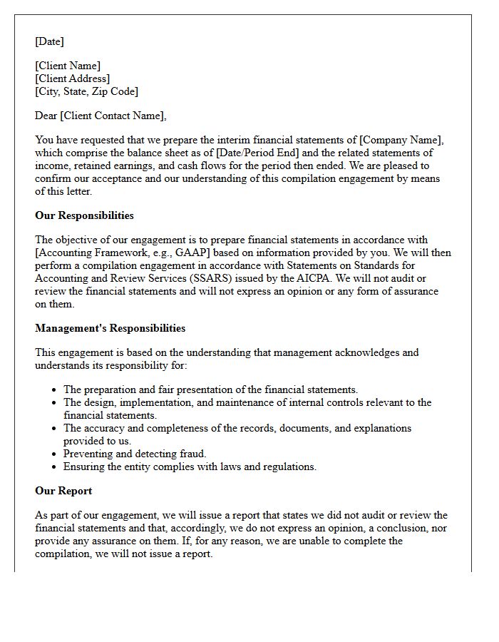 Interim Financial Statement Compilation Engagement Letter