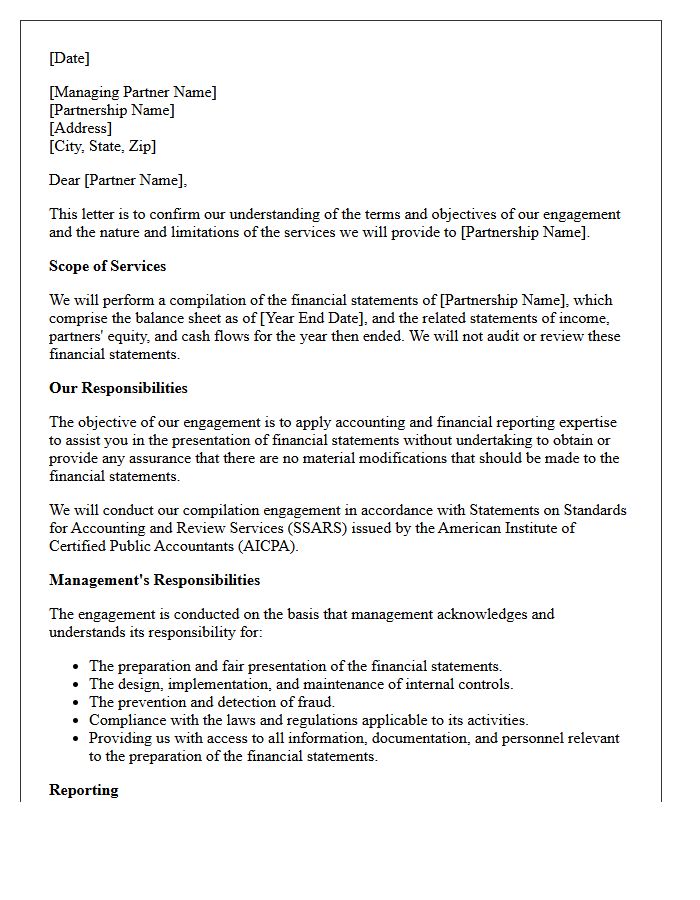 Partnership Financial Statement Compilation Engagement Letter