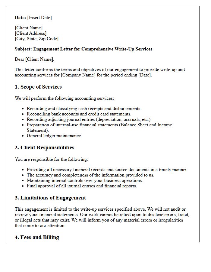 Comprehensive Write-Up Services Engagement Letter