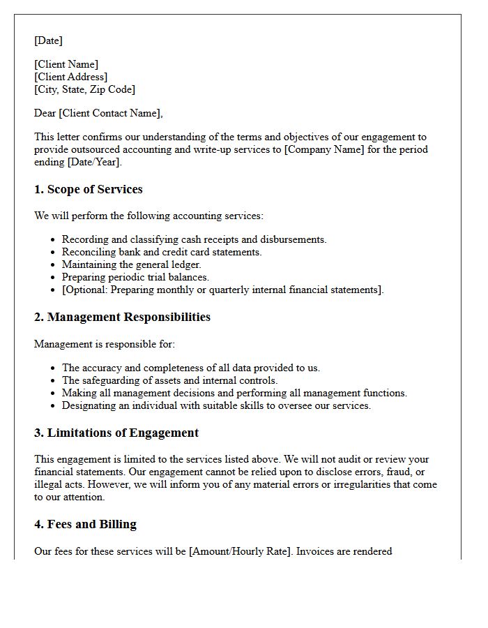 Outsourced Accounting and Write-Up Engagement Letter