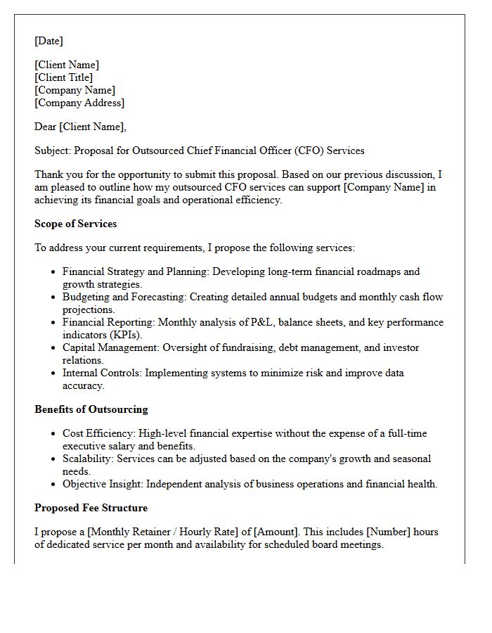 Proposal Letter For Outsourced Chief Financial Officer Services