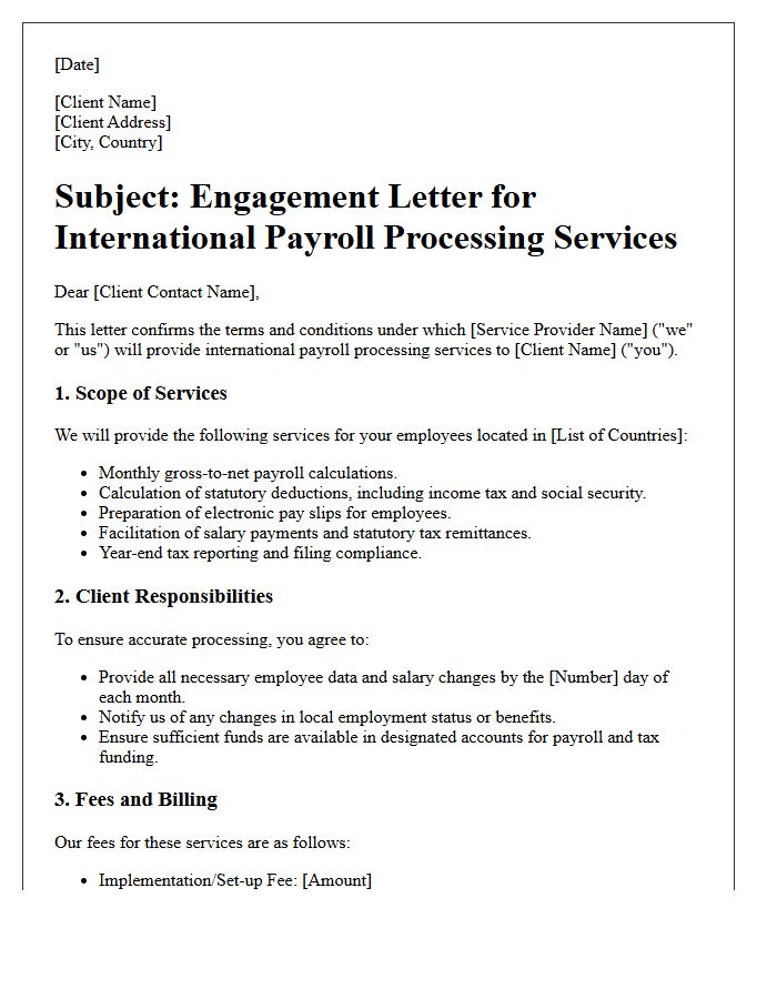 International Payroll Processing Engagement Letter