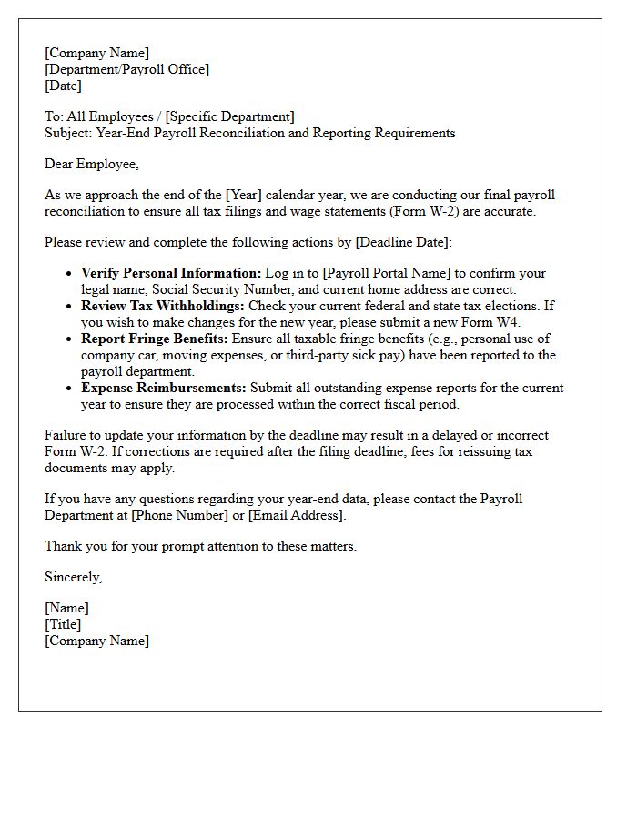 Year-End Payroll Reconciliation And Reporting Letter