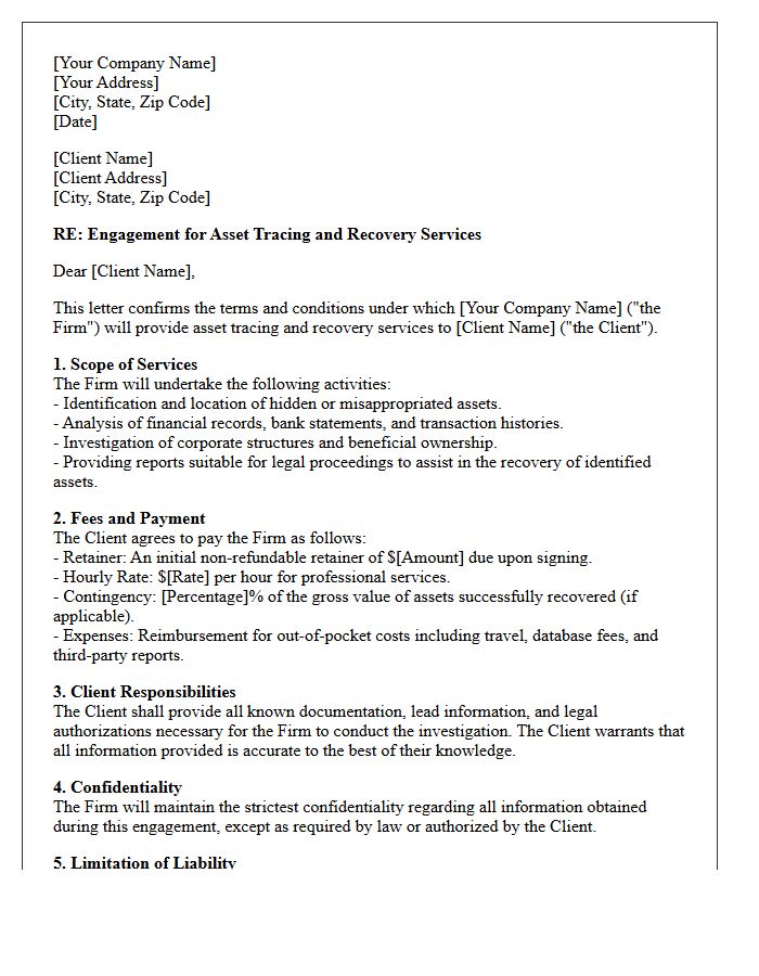 Asset Tracing And Recovery Engagement Letter