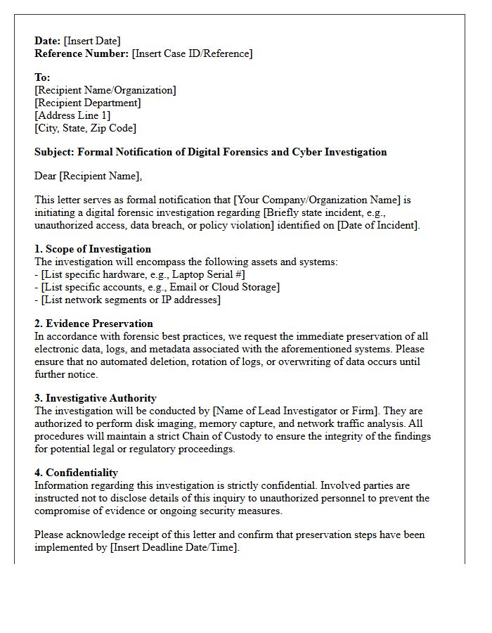 Digital Forensics And Cyber Investigation Letter