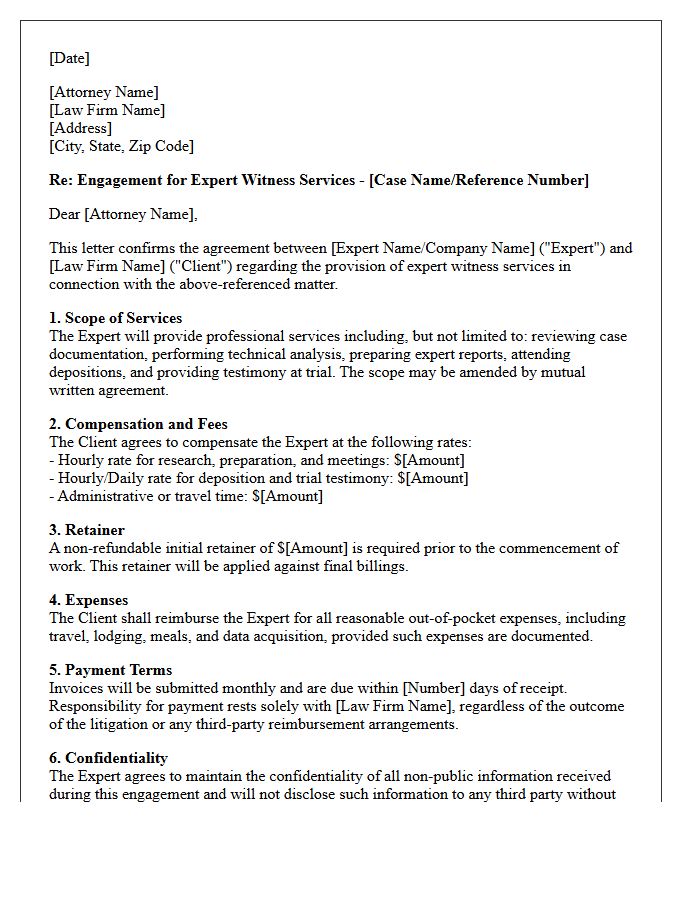 Expert Witness Testimony Engagement Letter