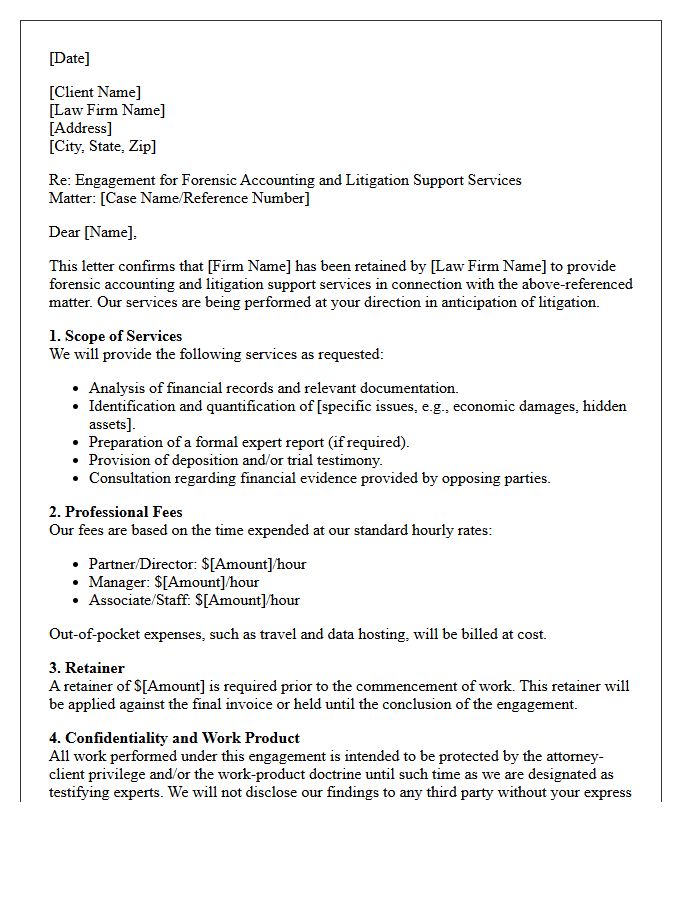 Litigation Support Forensic Engagement Letter