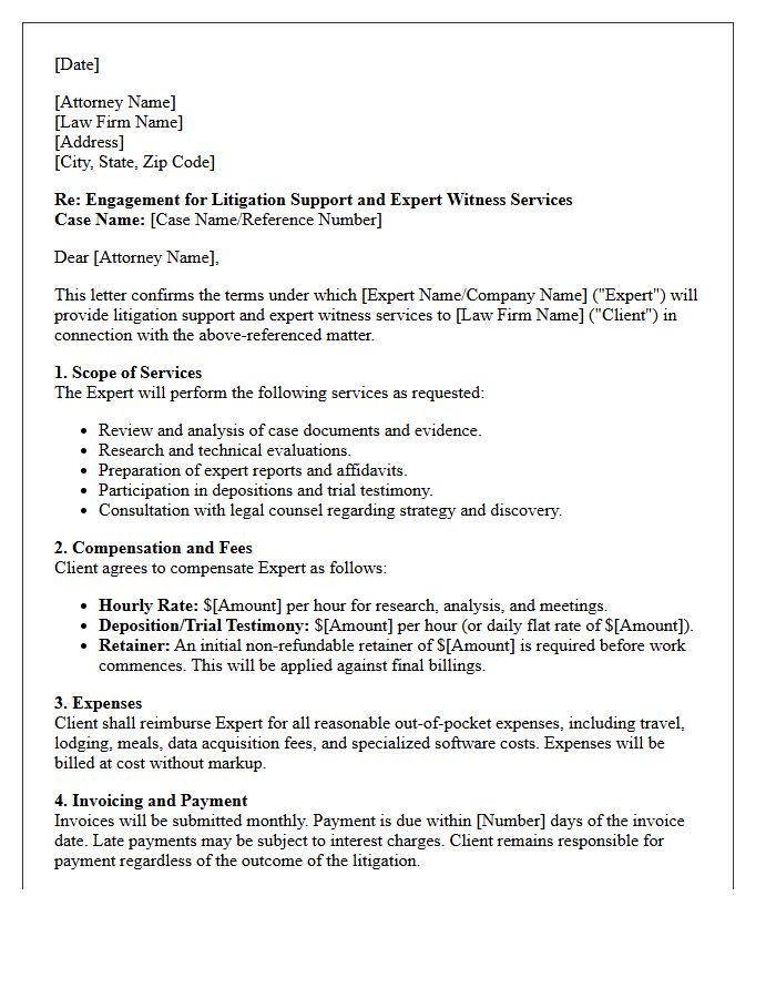 Litigation Support and Expert Witness Engagement Letter