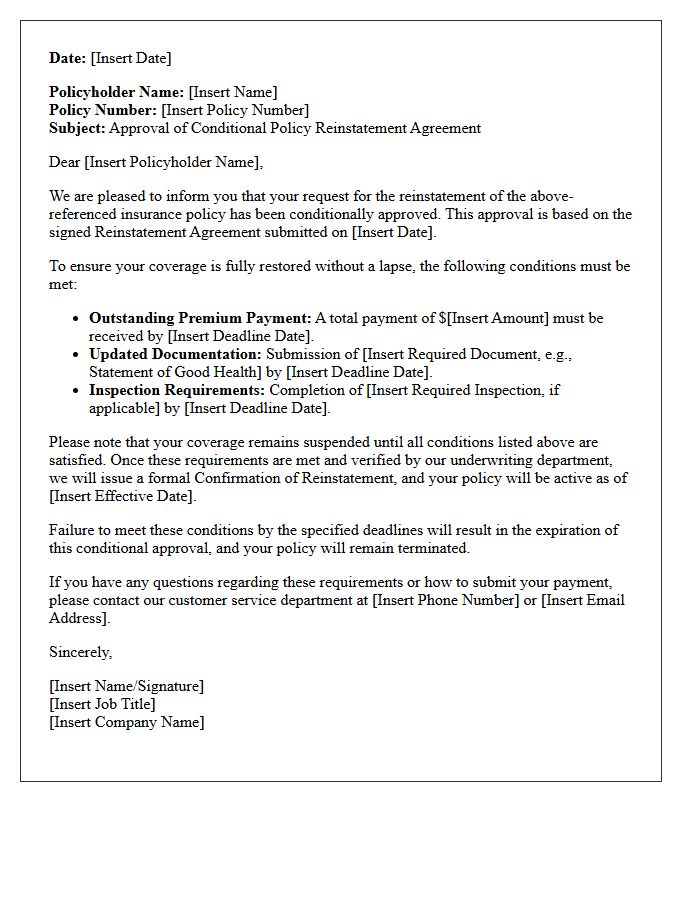 Conditional Policy Reinstatement Agreement Approval Letter