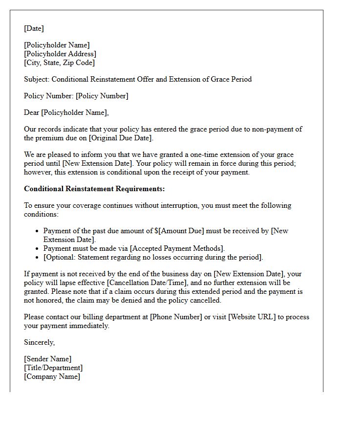 Grace Period Extension Conditional Reinstatement Letter