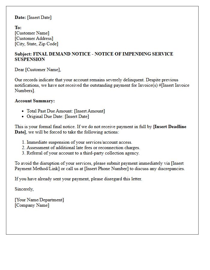 Delinquent Account Final Demand Letter Before Suspension