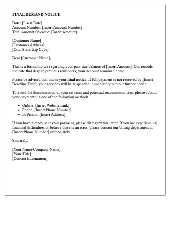 Notice Of Service Suspension Final Demand Letter