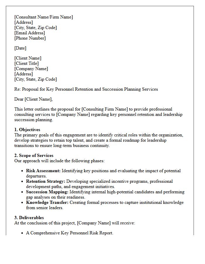 Key Personnel Retention and Succession Consulting Letter