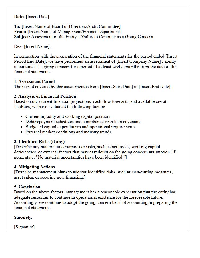 Assessment of Going Concern Assumption