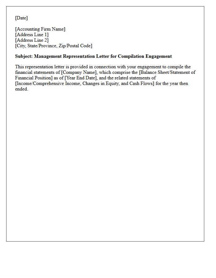 Compilation Engagement Representation Letter Header