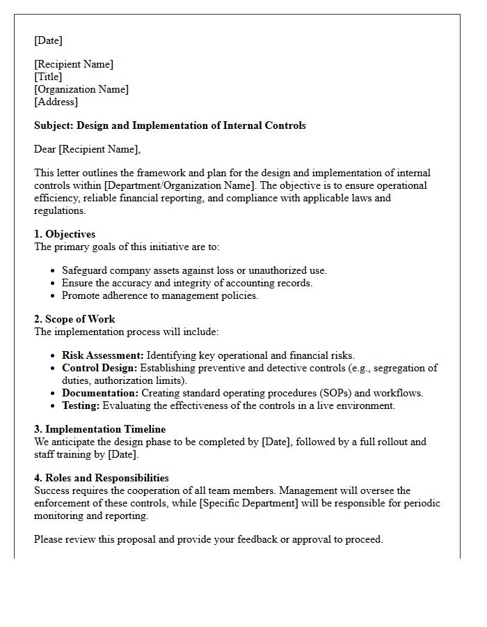Design and Implementation of Internal Controls