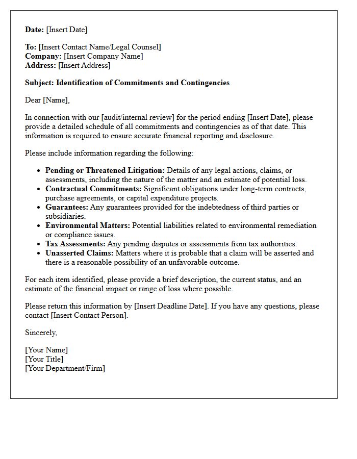 Identification of Commitments and Contingencies