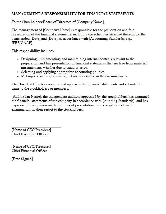 Management Responsibility for Financial Statements