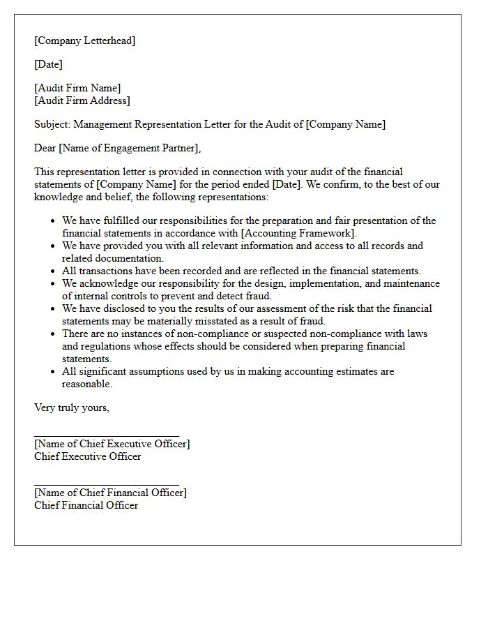 Management Signatures for the Representation Letter