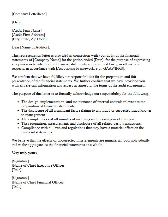Purpose of the Representation Letter